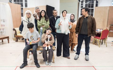 The company of Under the Shadow in rehearsals.