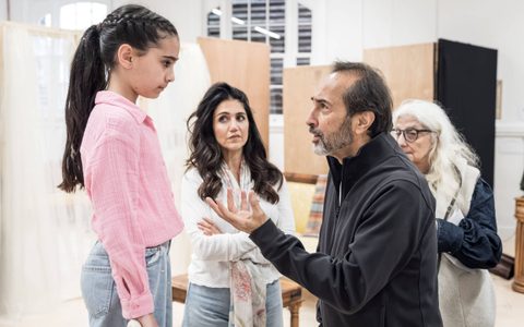 Bijan Daneshmand, Lelia Farzad and Esma Akar in rehearsals for Under the Shadow.