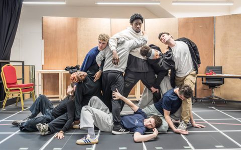 The American Psycho company rehearsing choreography.